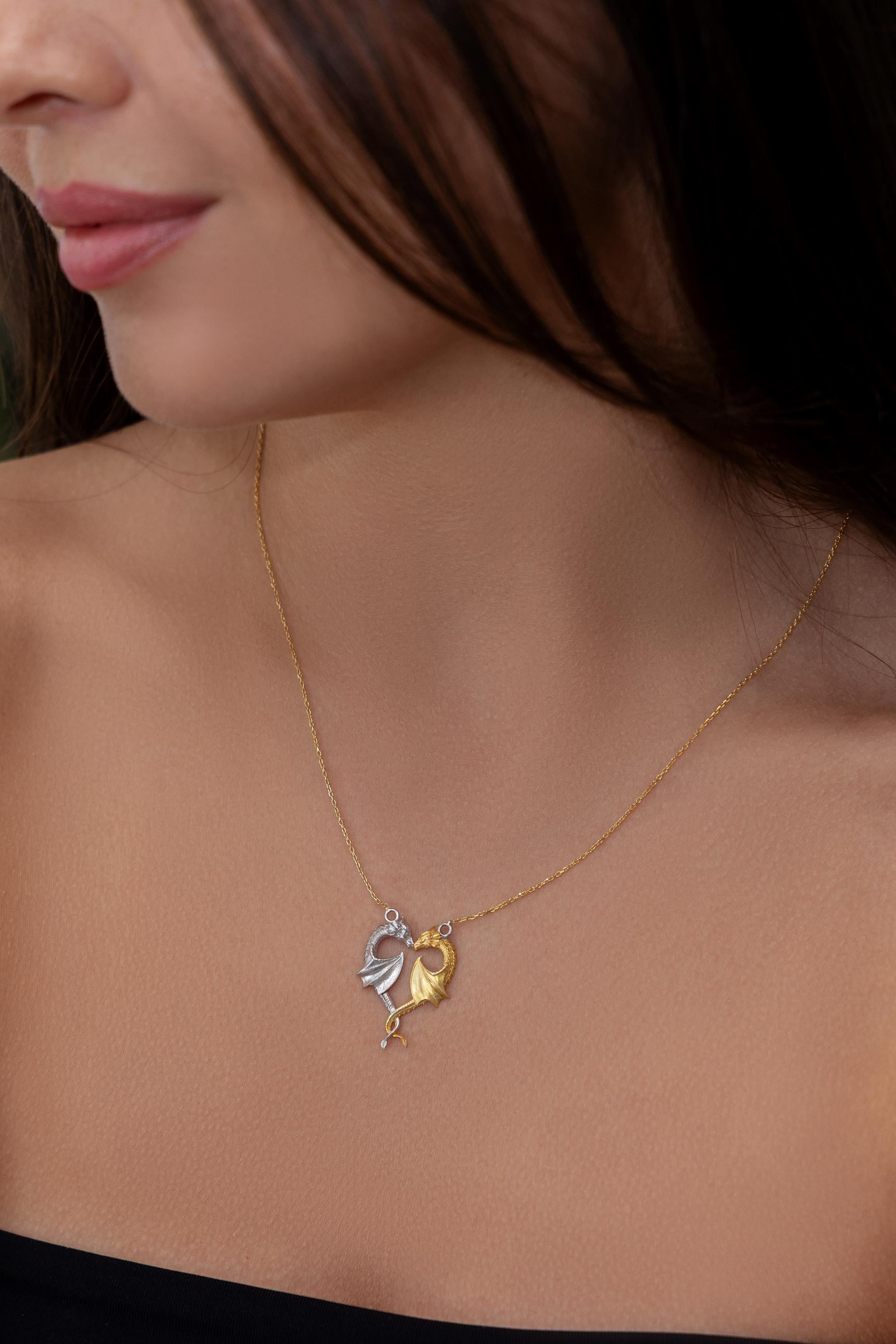 Sterling Silver Dragon Heart Pendant Necklace_ Gothic Yin Yang Jewelry, Simple Necklace, Timeless Jewelry, Modern Minimalist Necklace