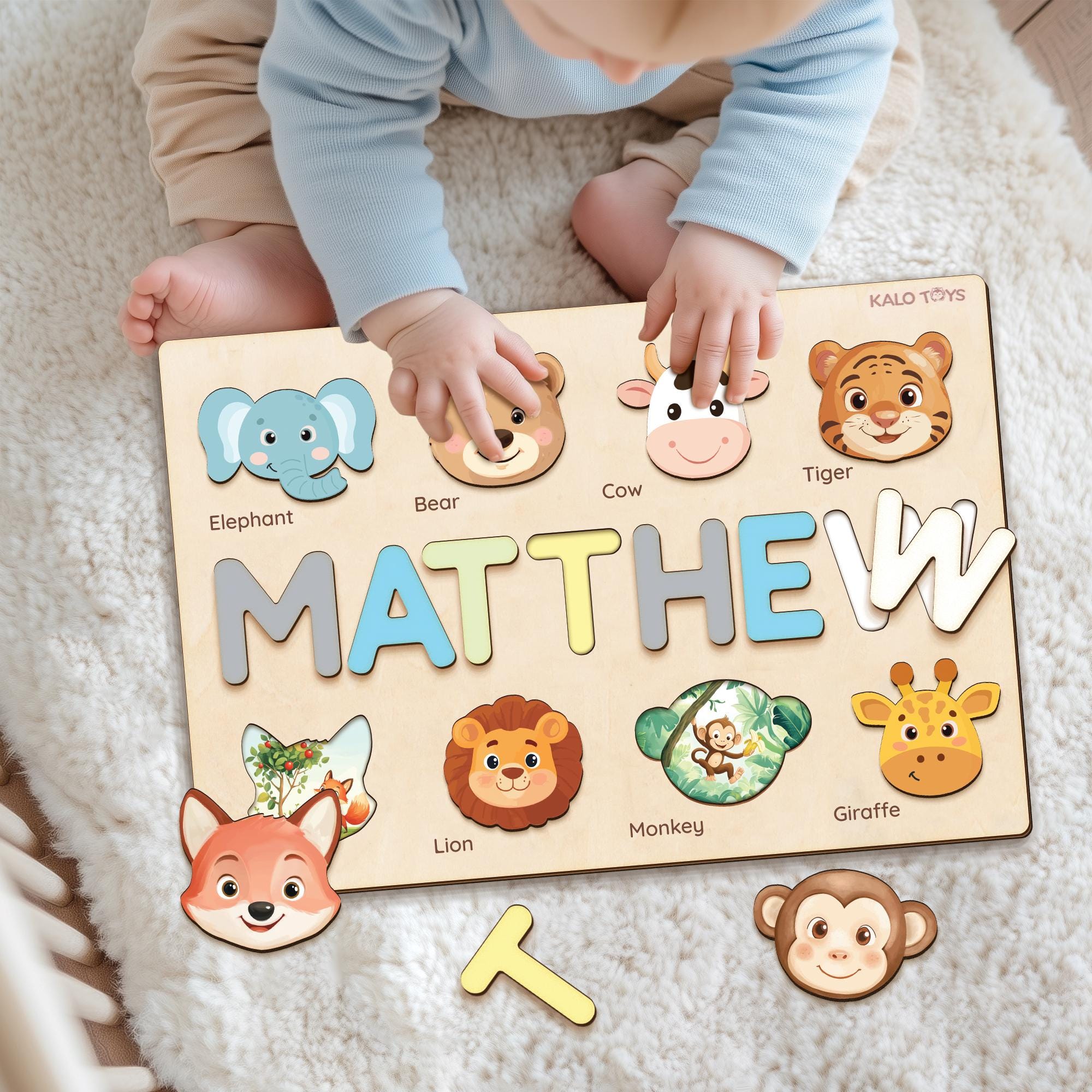 Personalized Wooden Name Puzzle for Kids, Montessori Toy, First Birthday Gift,baby Boy Girl and Gift, Toddler Learning Toy, Baby Shower Gift