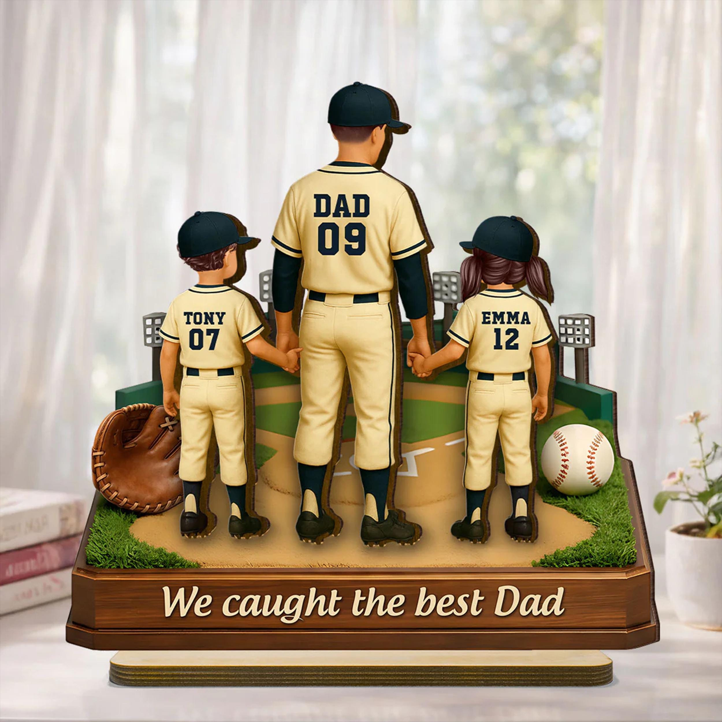 Custom Baseball Dad Wood Sign _ Personalized Father’s Day Gift From Kids _ Dad’s Dream Team Plaque _ 2-layer Engraved Husband Gift