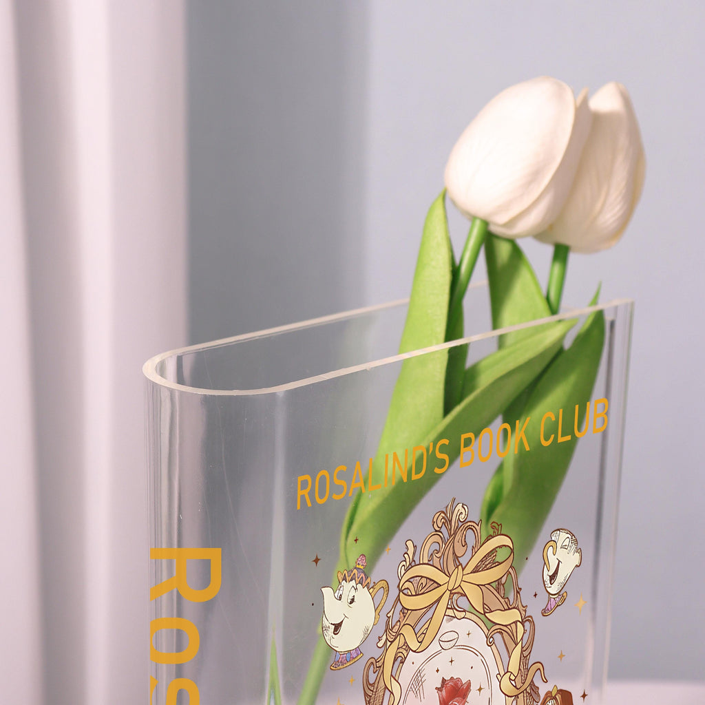 Beauty and the Beast Acrylic Book Vase, Book Club Bookish Vase, Fairy Tale Book Shaped Vase, Magical Storybook Decor, Gift for Book Lovers