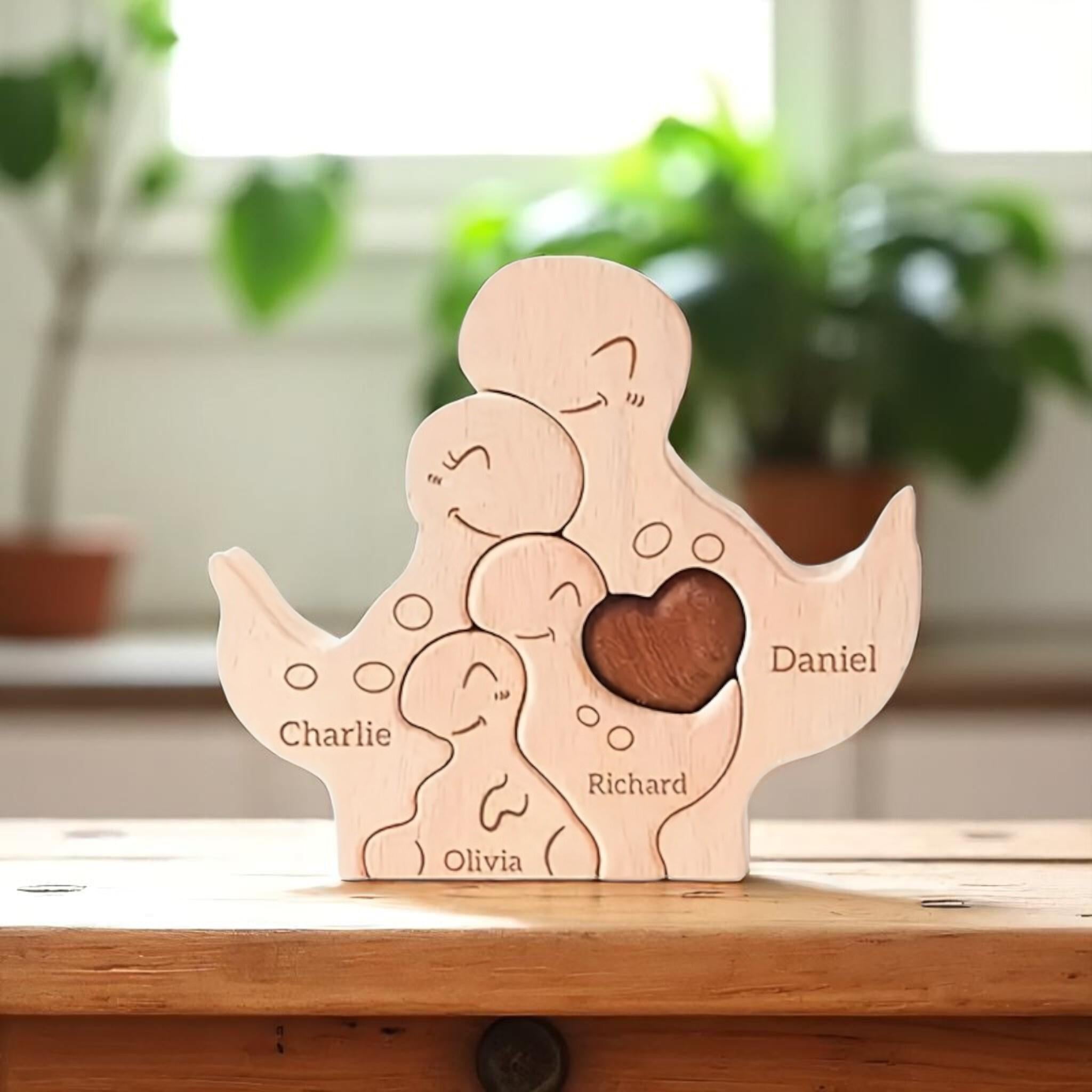 Personalized Dinosaur Family Puzzle, Custom Wooden Dino Gift, Kids Room or Nursery Decor, Baby Shower, Birthday or Family Christmas Gift, Personalized Family Wood Sign, Custom Names Home Decor, Gift for Parents & Couples