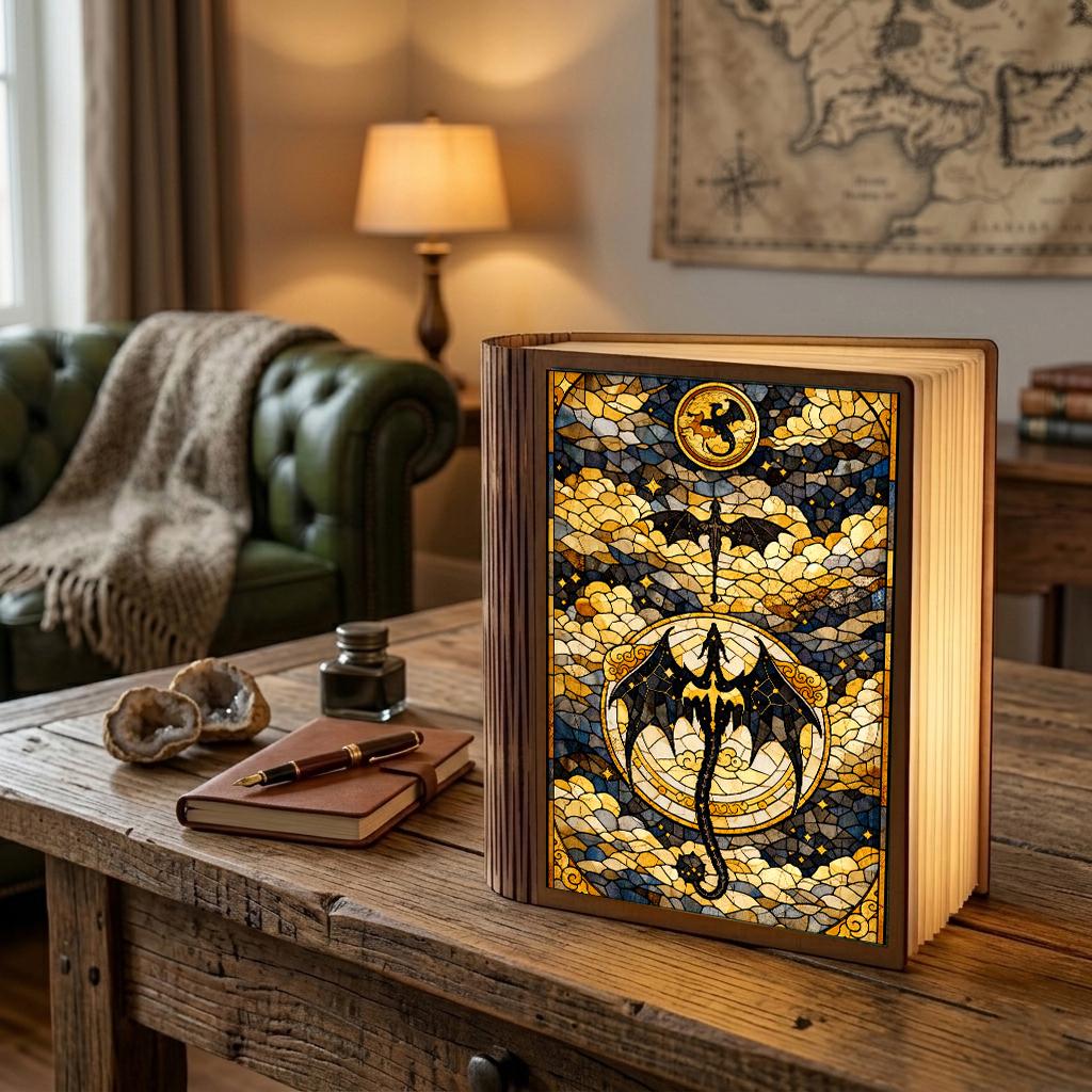 Fourth Wing Inspired Book Lamp, Fantasy Dragon Night Light, Book Lover Room Decor, Reader Gift, Cozy Bookish Lamp, Dark Fantasy Night Light