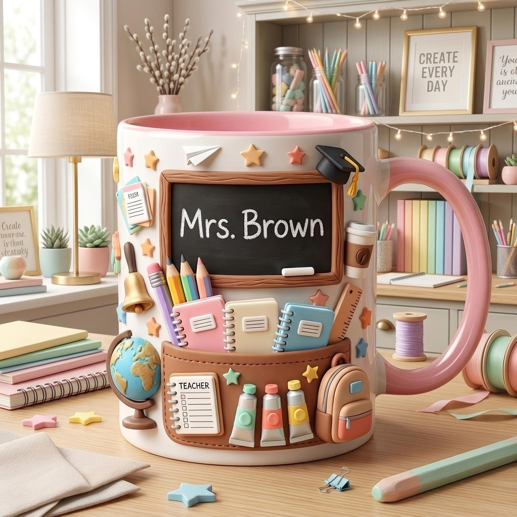 Personalized Teacher Mug, Custom Preschool Teacher Coffee Cup, Cute Classroom Mug, Kindergarten Teacher Appreciation Gift