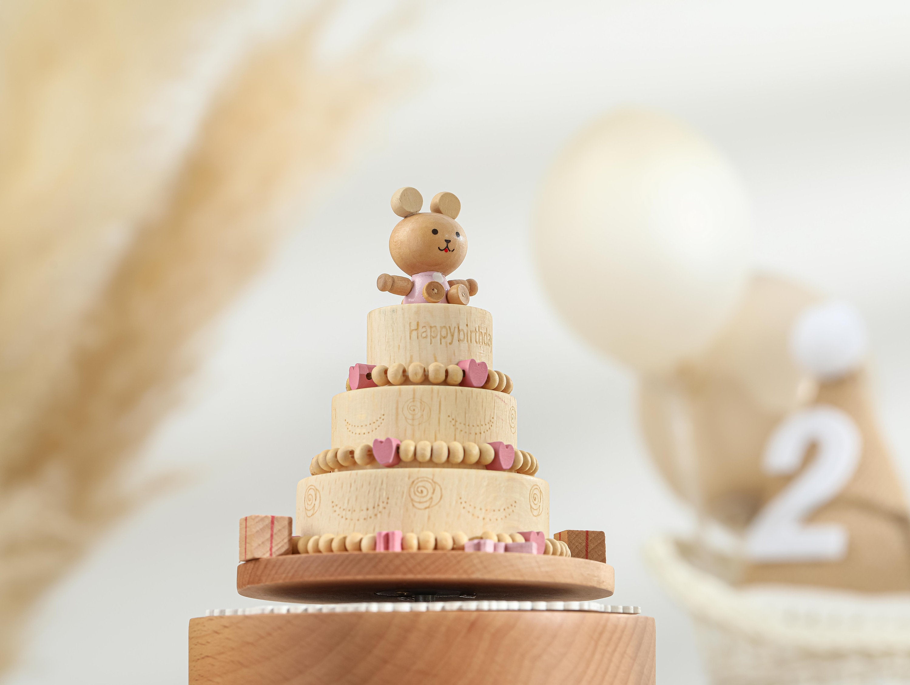 Bunny Cake Birthday Music Box, Wooden Music Box, Custom Wooden Handmade Music Box, 1st Birthday, Personalised Music Box Gift, Baby Gift