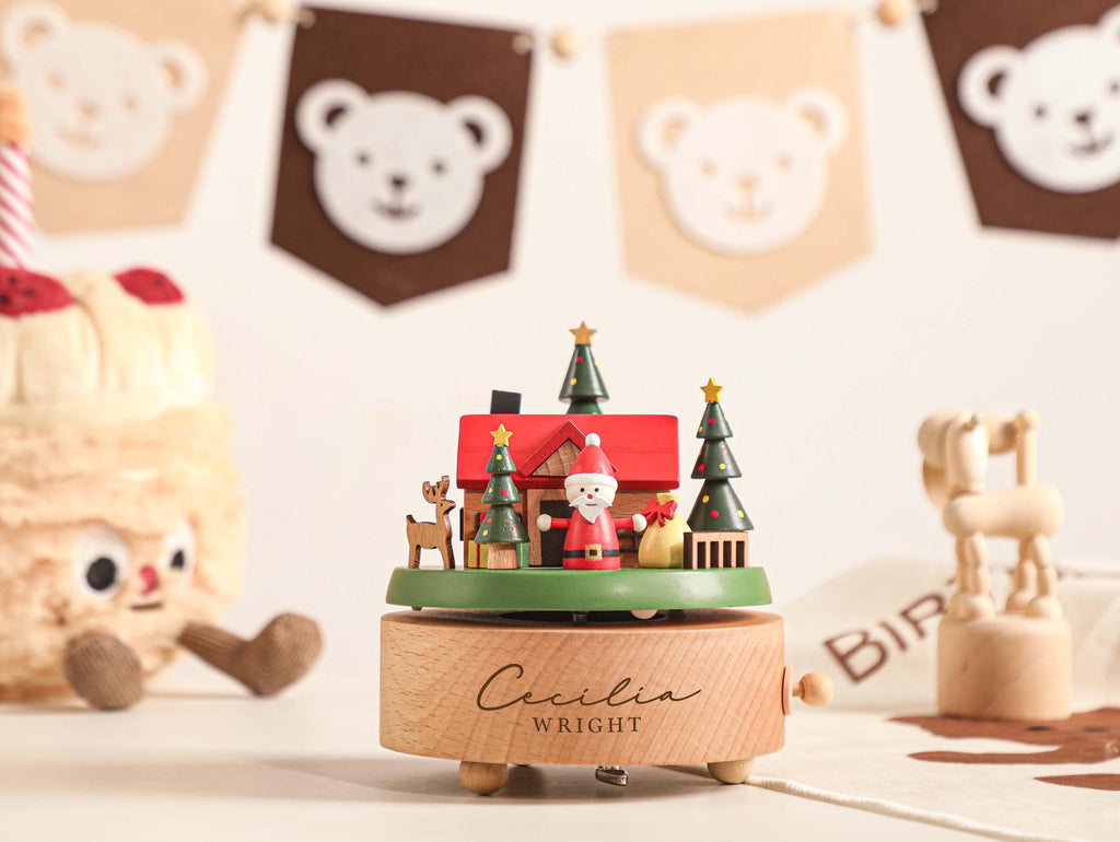 Baby Christmas Gift, Christmas Personalized Wooden Handmade Music Box, Train Music Box, Engraved Name Music Box, Newborn Keepsake