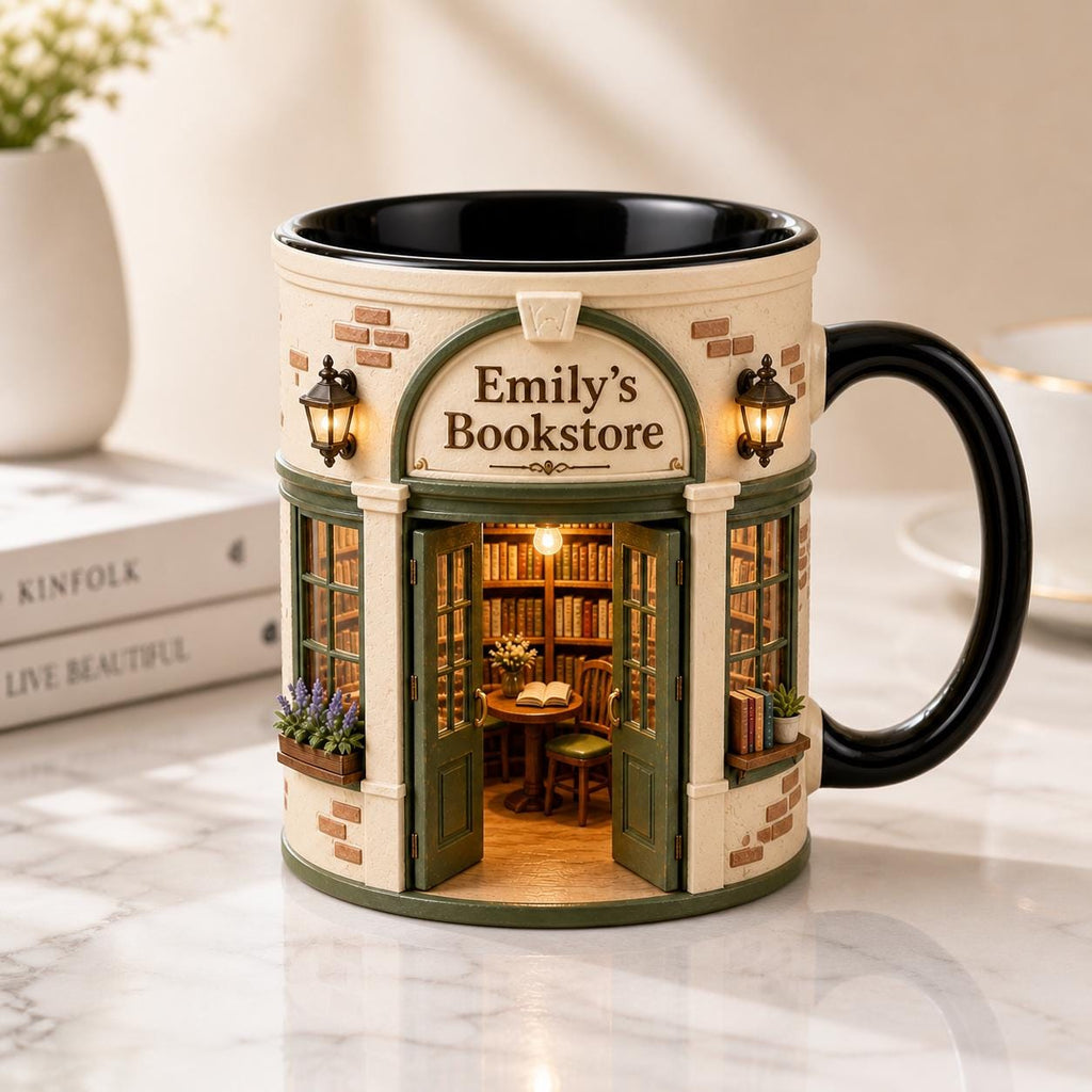 Personalized Bookstore Mug, Custom Book Lover Gift, Cozy Reading Nook Coffee Cup, Bookshop Owner Mug, Reader Gift