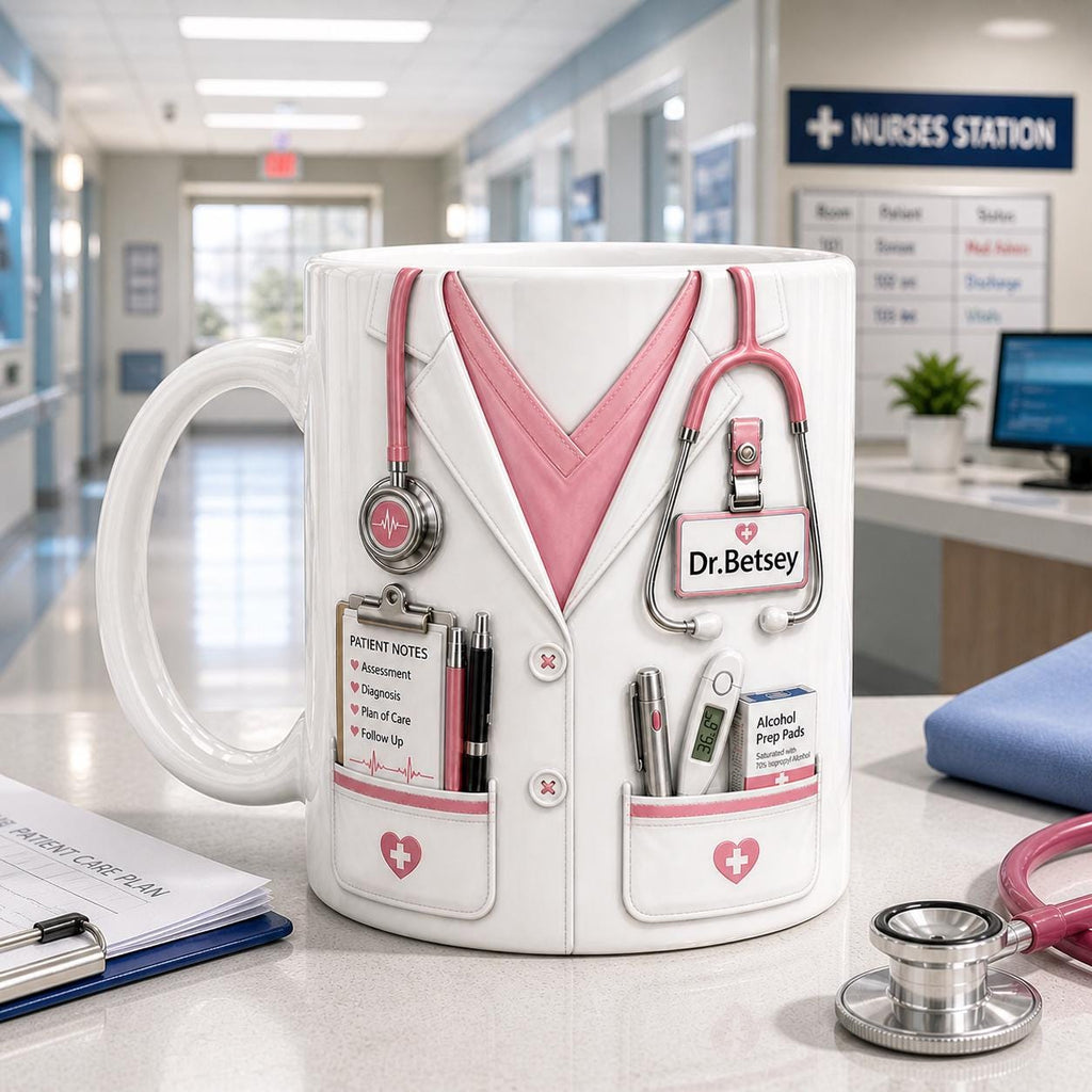 Personalized Nurse Mug, RN Coffee Cup, Medical Staff Gift, Custom Name Nurse Gift, Nurse Appreciation Coffee Cup