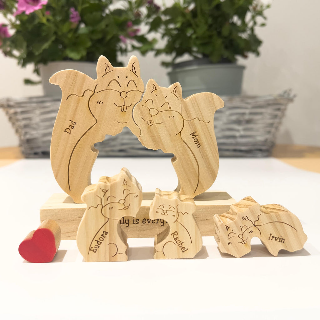 Wooden Squirrel Family Puzzle, Custom Family Gift, Graduation Gift, Housewarming Gift, Baby Shower Gift, Home Decor, Gift for Kids, Baptism