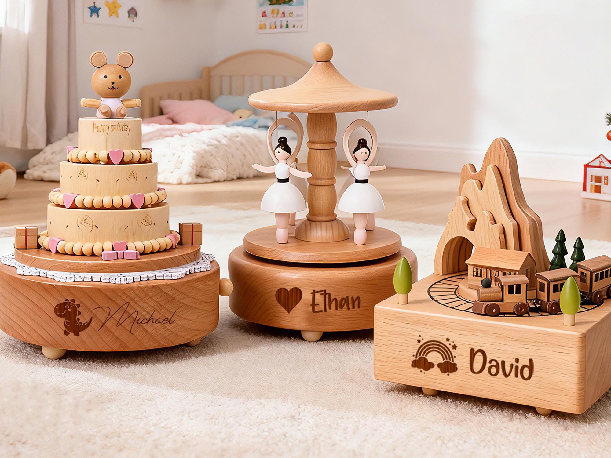 Custom Wooden Handmade Music Box, Personalized Musical Toy for Kids, Train Music Box, Baby Shower Gifts, Newborn Gifts, Unique Gift Newborn