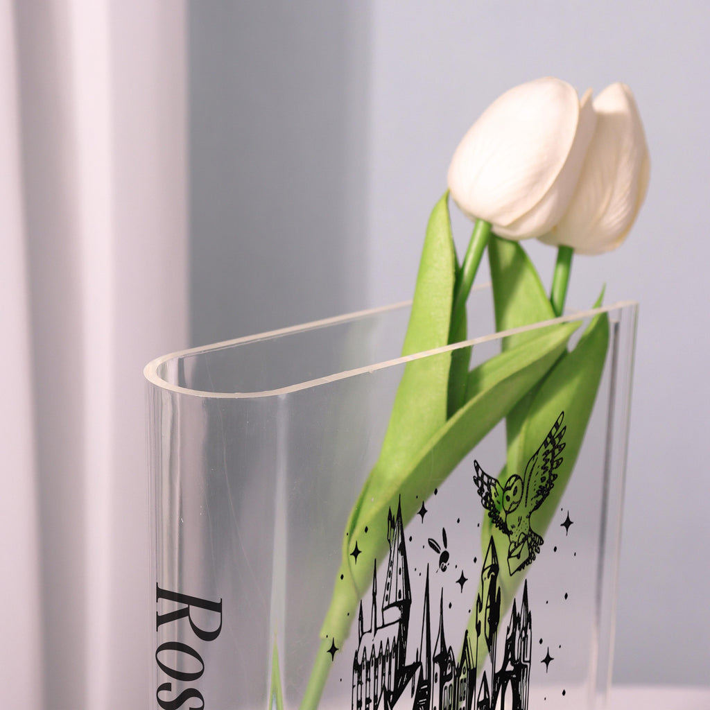 Hogwarts Castle Acrylic Book Vase, Line-art Bookish Vase, Harry Potter Book Shaped Vase, Magic School Decor, Custom Gift for Book Lover