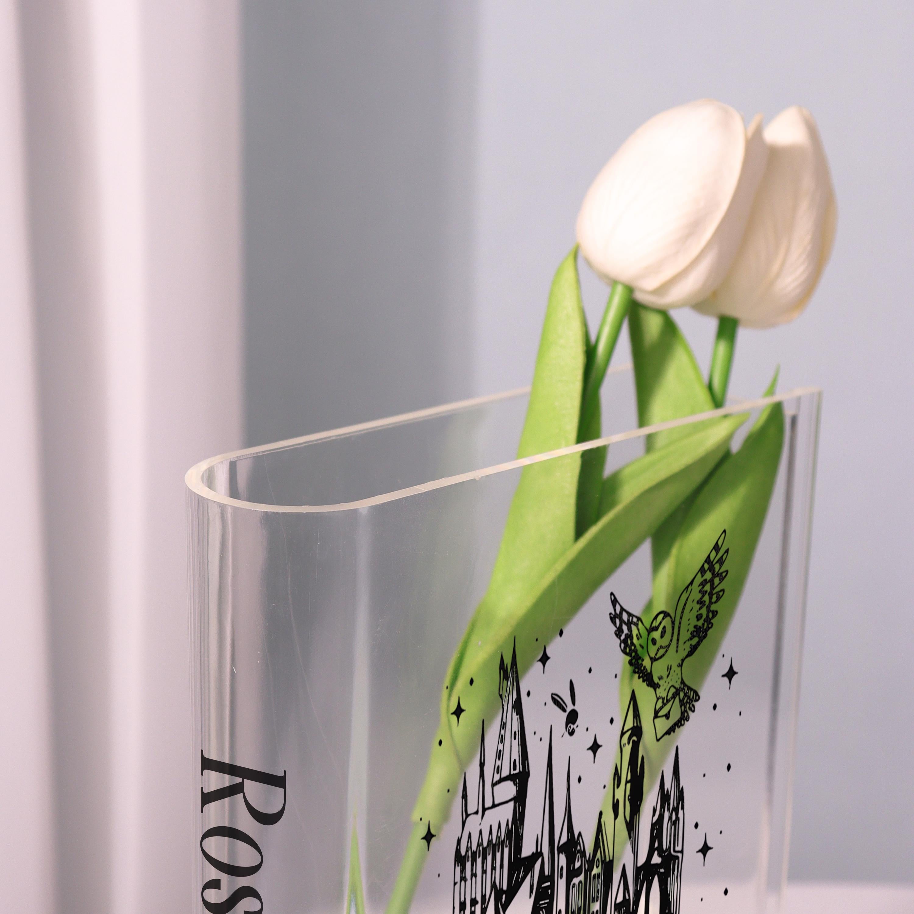 Hogwarts Castle Acrylic Book Vase, Line-art Bookish Vase, Harry Potter Book Shaped Vase, Magic School Decor, Custom Gift for Book Lover