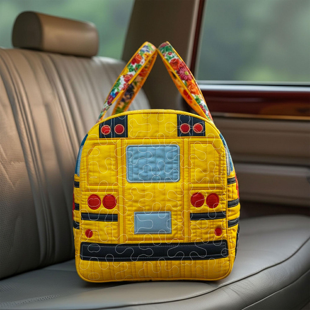 School Bus Quilted Duffle Bag, Bus Driver Gift, School Bus Driver Appreciation Gift, Back to School Gift, Bus Driver Quilted Cylindrical Bag