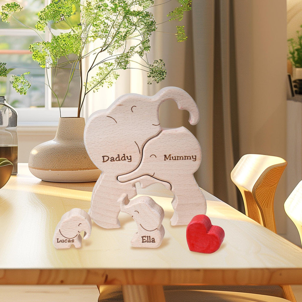 Custom Elephant Family Name Puzzle, Engraved Elephant Family Puzzle, Family Keepsake Gift, Gift for Parents, Gift for Wife, Nursery Decor