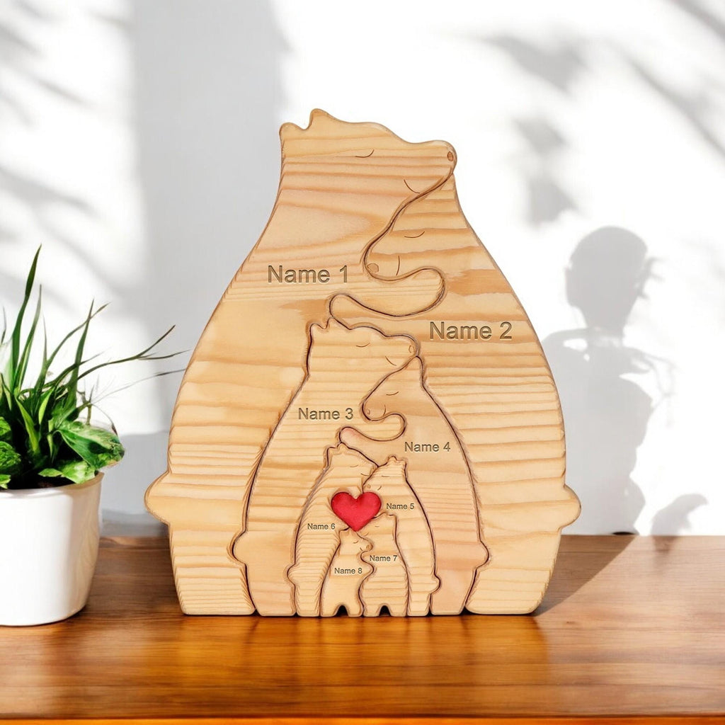 Bear Family Puzzle - Mothers Day Gift - Wooden Family Decor - Family Adoption Gift - Personalised Bear Family Puzzle - Moving Out Gift