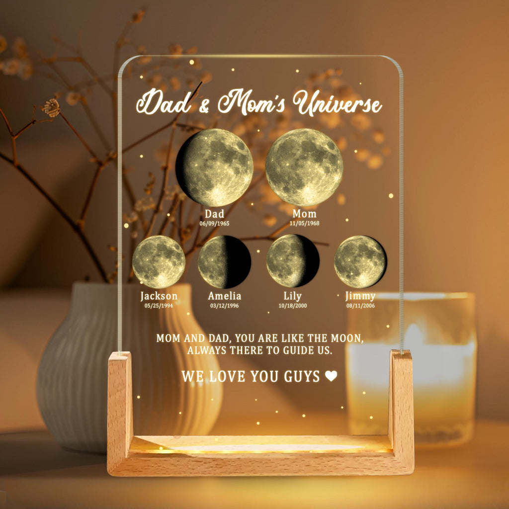 Personalized Moons Phase With Kids Names, Custom Moons Phase Night Light, Mother’s Day Gifts, Gift for Mom Dad,custom Night Light Moon Phase