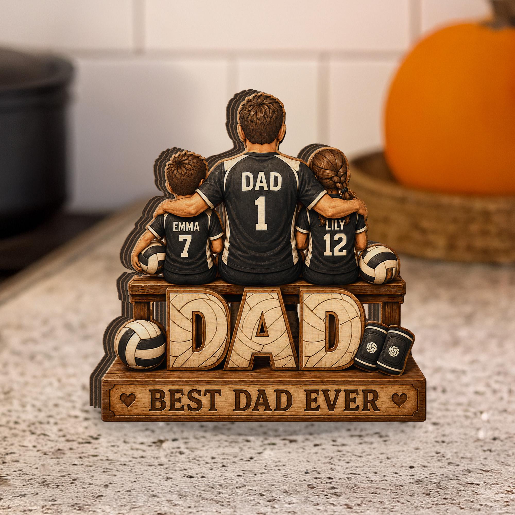 Personalized Volleyball Dad Wooden Block, Custom Father's Day Gift, Heartfelt Gift