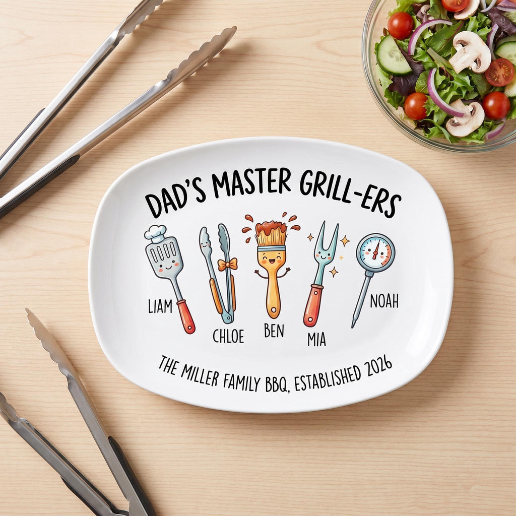 Dad’s Grilling Plate,father’s Day Gift From Kids,personalized Grilling Plate,custom Grilling Plate Gift Kids Names,bbq Gift for Dad F1080