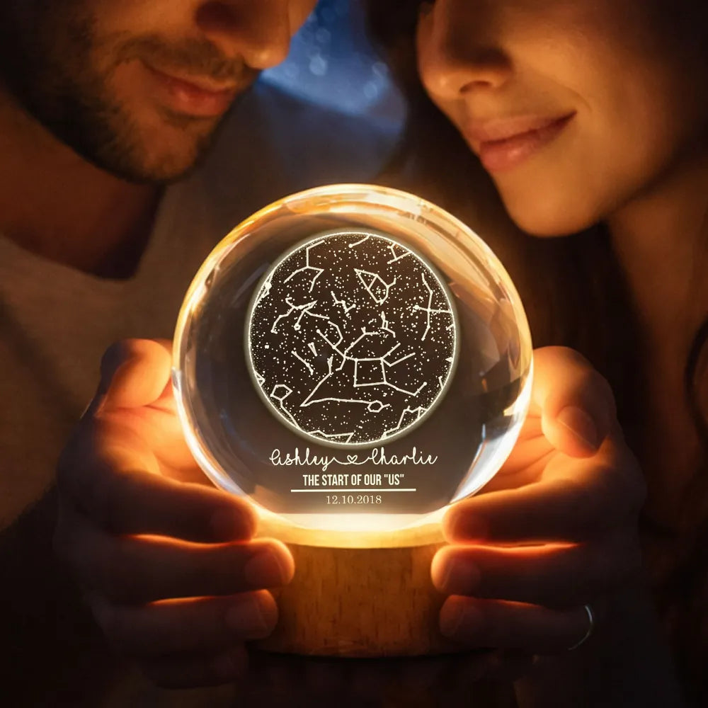 Custom Constellation Couple Star Map by Date, Custom Moon Phase LED Lamp, Valentine Gift for Couple, Wedding Anniversary Gift