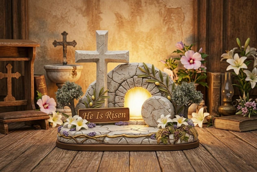 He is Risen Empty Tomb Wooden Block, Christian Easter Resurrection Decor, Meaningful Church Gift, Pastor Appreciation Religious Sign