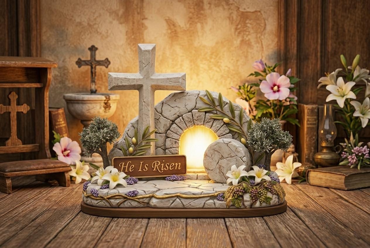 He is Risen Empty Tomb Wooden Block, Christian Easter Resurrection Decor, Meaningful Church Gift, Pastor Appreciation Religious Sign