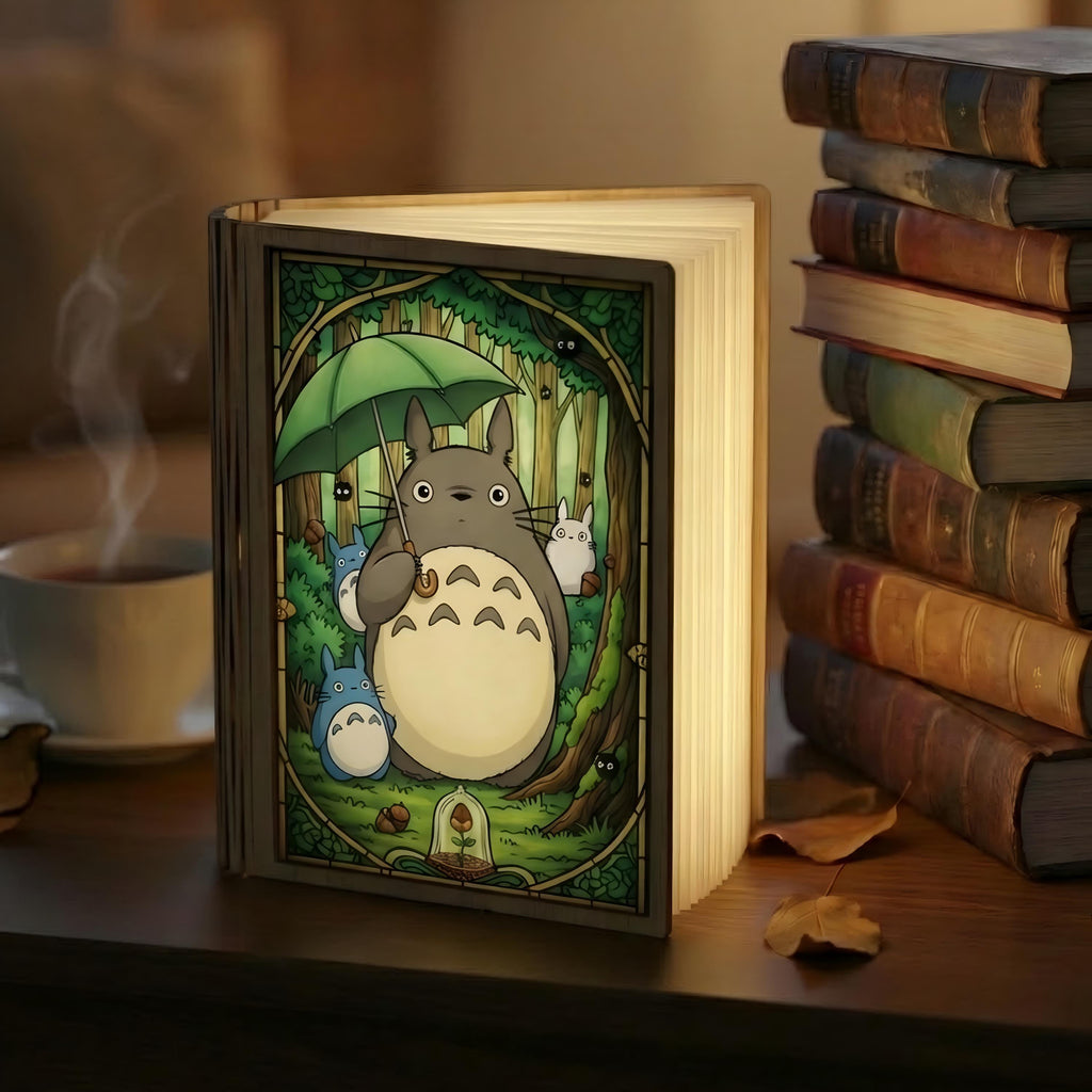 Totoro Book Lamp, Ghibli Decor, Folding LED Light, Woodland Night Lamp, Cute Reading Lamp, Book Lover Gift, Cozy Bedroom Decor