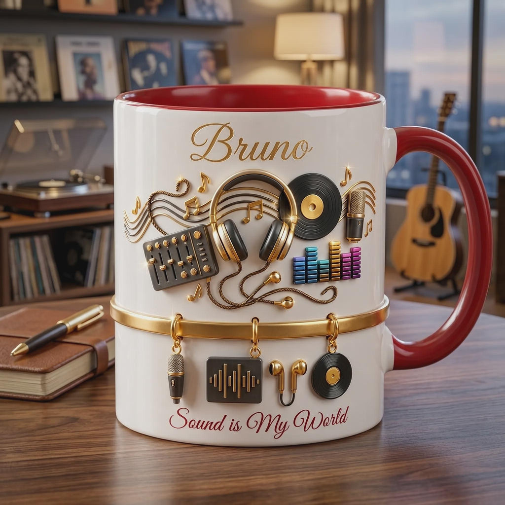 Personalized Music Mug, DJ Gift, Music Lover Coffee Cup, Custom Name Musician Gift, Music Teacher Mug