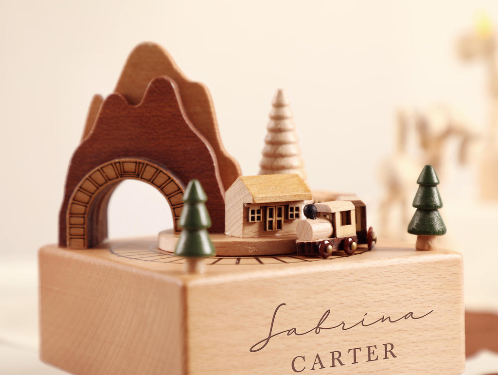 Wooden Music Box, Custom Wooden Handmade Music Box, Train Birthday Music Box, 1st Birthday, Personalised Music Box Gift, Baby Shower Gift