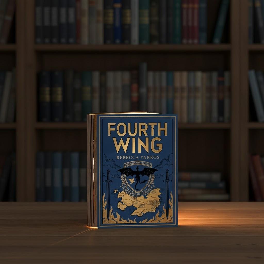 Fourth Wing Book Lamp, Basgiath War College Folding Book Lamp, Dragon Riders Night Light, Fourth Wing Fantasy Book Decor