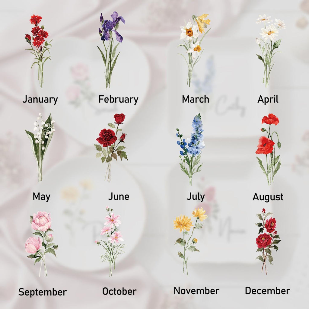 Personalized Birth Flower Trinket Dish, Custom Watercolor Flower Ring Dish, Wedding Bridesmaid Gift, Birthday Jewelry Dish, Christmas Gifts