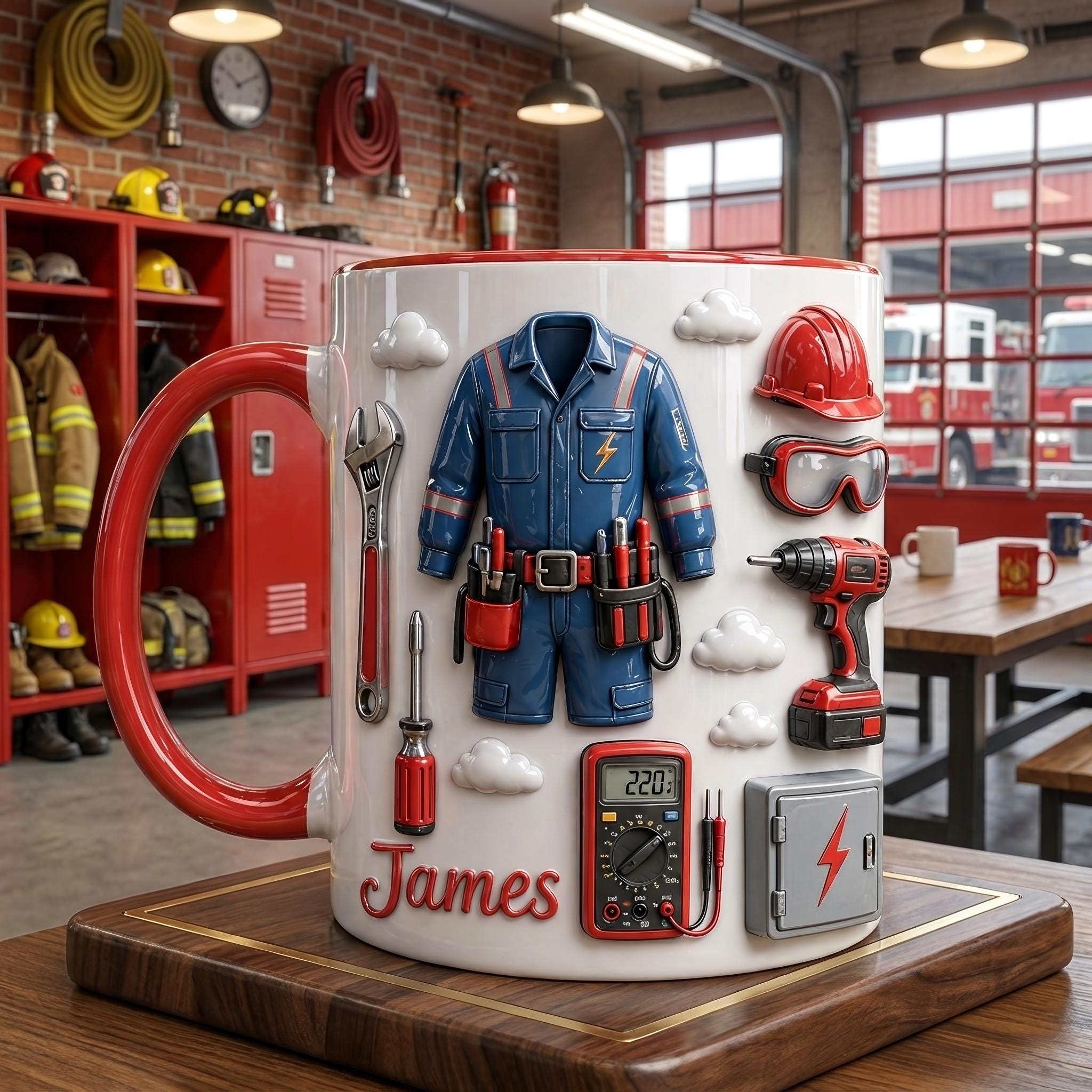 Personalized Electrician Mug, Custom Name Tradesman Mug, Electrician Gift, Handyman Coffee Cup for Men, Lineman Gift