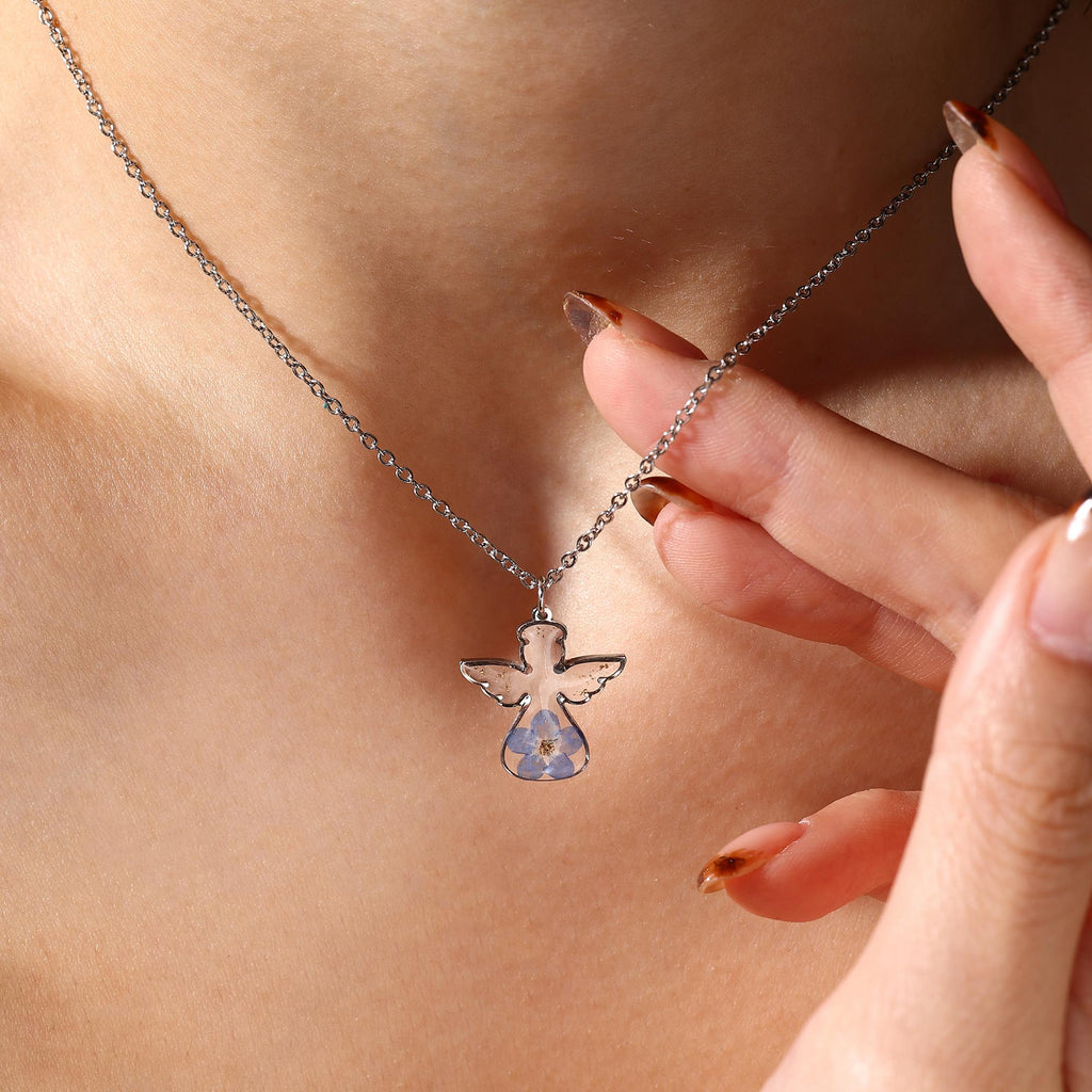 Guardian Angel Forget Me Not Necklace, Handmade Memorial Jewelry, Baby Loss, Grieving Mom Gift, Pregnancy Loss, Miscarriage Gift for Her