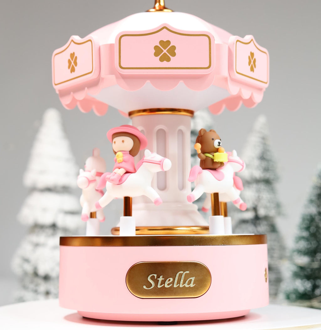 Custom Carousel Music Box With Lights – 6 Melodies – Baby Toy –personalized– Baby Girl Birthday Gifts for Kids–christmas Gift- Nursery Decor