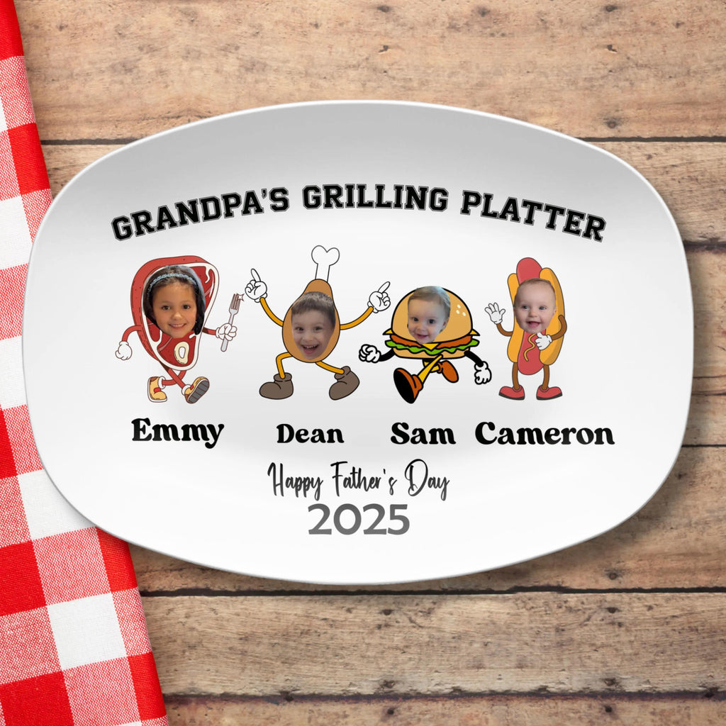 Grandpa Grilling Plate Personalized Father’s Day Gift From Grandkids Custom BBQ Platter With Kids Photos Custom Grandpa's Grilling Buddies