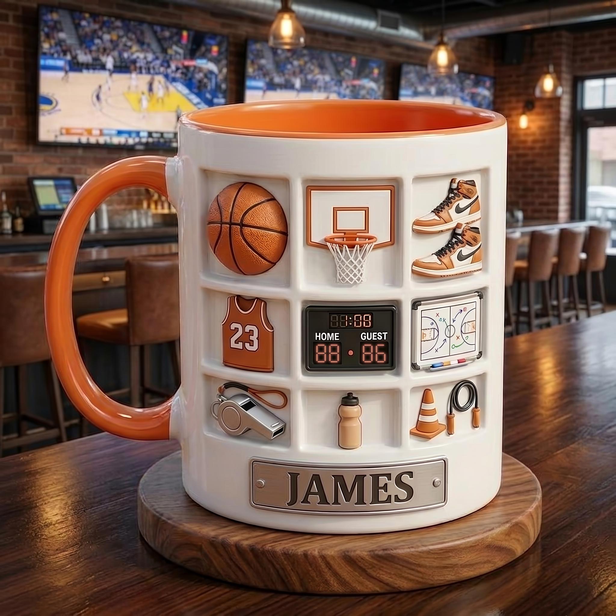 Personalized Basketball Mug, Custom Name Sports Mug, Basketball Player Gift, Athlete Coffee Cup, Basketball Coach Gift