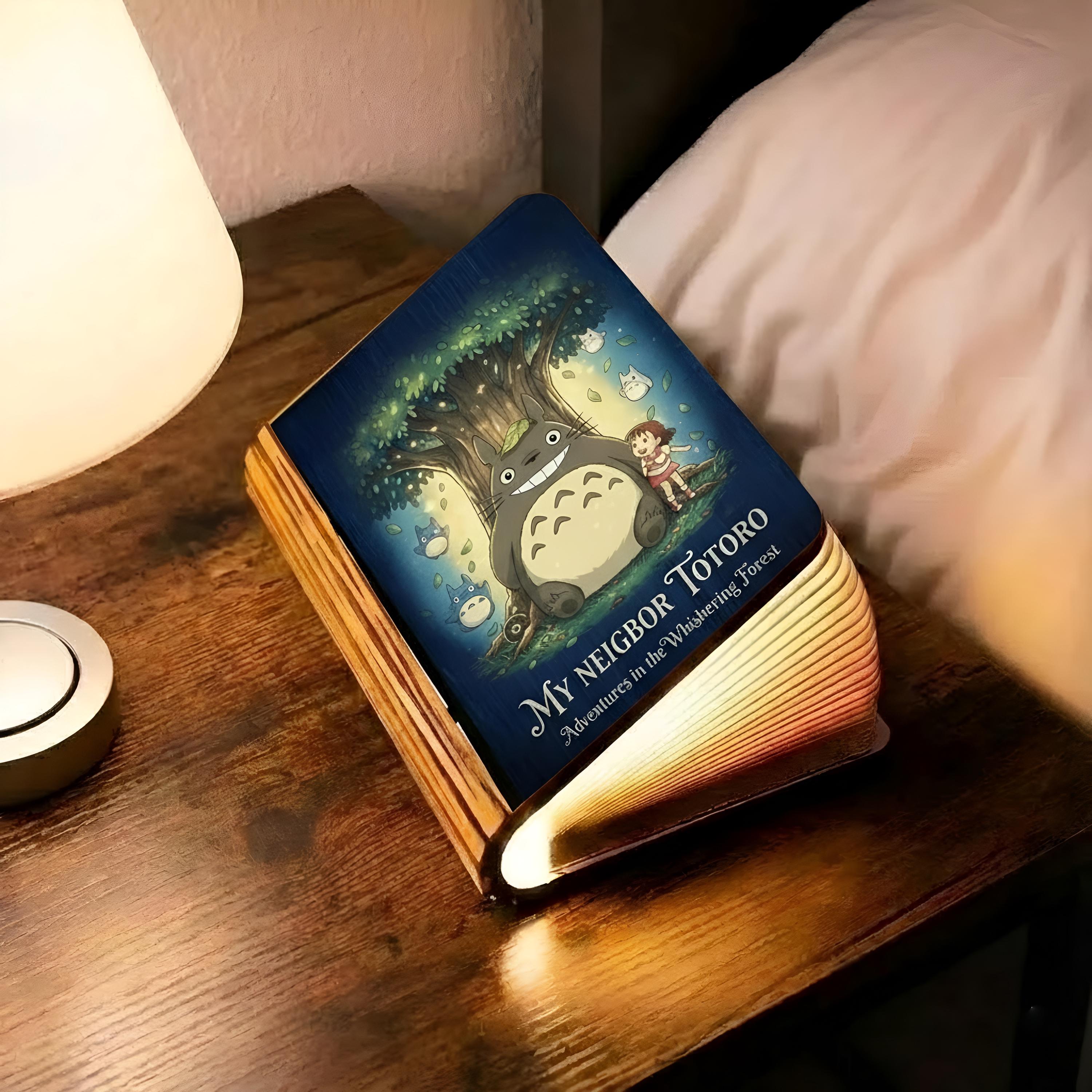 My Neighbor Totoro Book Lamp, Ghibli Book Lamp, Totoro Decor, Fantasy Book Room Decor, Wood Book Lights, Folding Book Lamp, LED Light Book