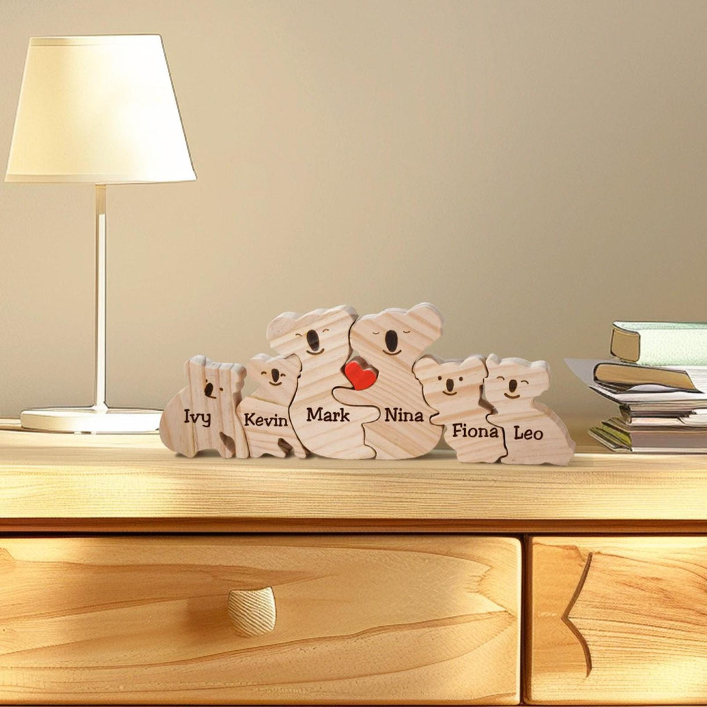 Wooden Koala Family Puzzle, 2-6 Koalas Family Jigsaw Decor, Anniversary Gifts for Mom Dad Couples Family Keepsake Gift, Mother's Day Gift