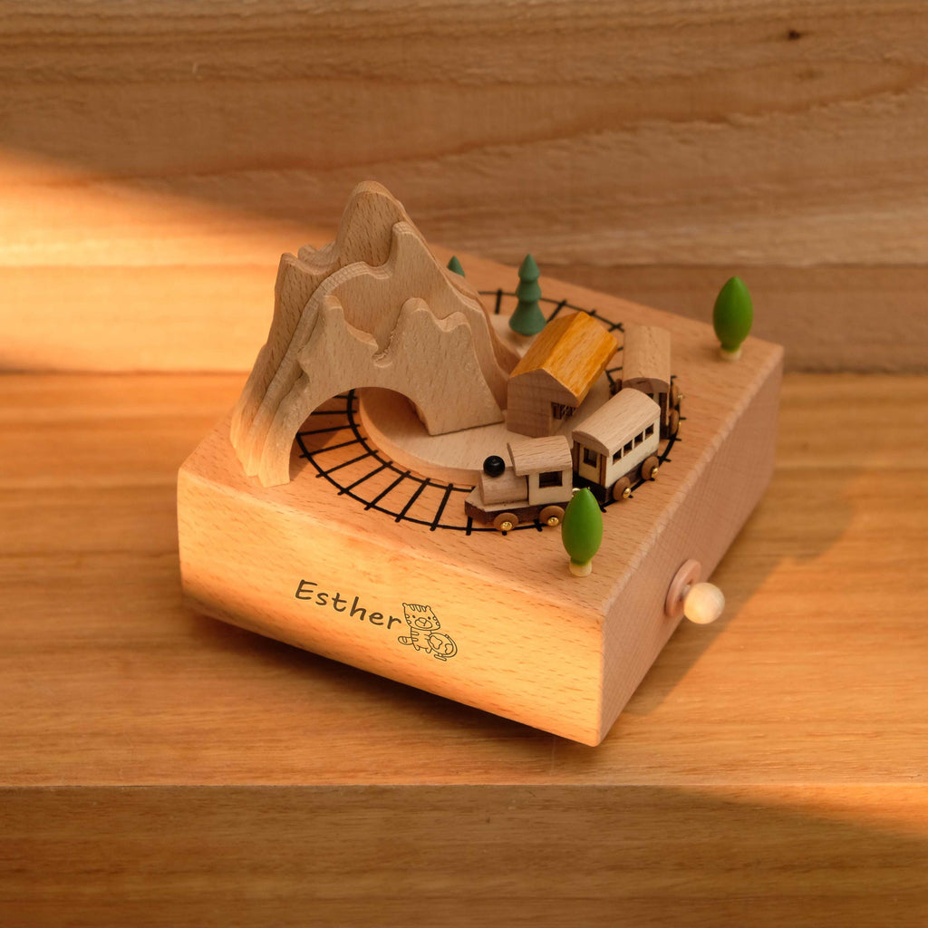 Personalized Name Wooden Bear Seesaw Music Box, Birthday Music Box, Custom Engraved Music Box, Baby Shower Gift, Christmas Gift for Kids