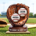 Personalized We Caught the Best Dad Baseball Glove Wooden Plaque, Father's Day Gift for Dad, Husband From Son Daughter