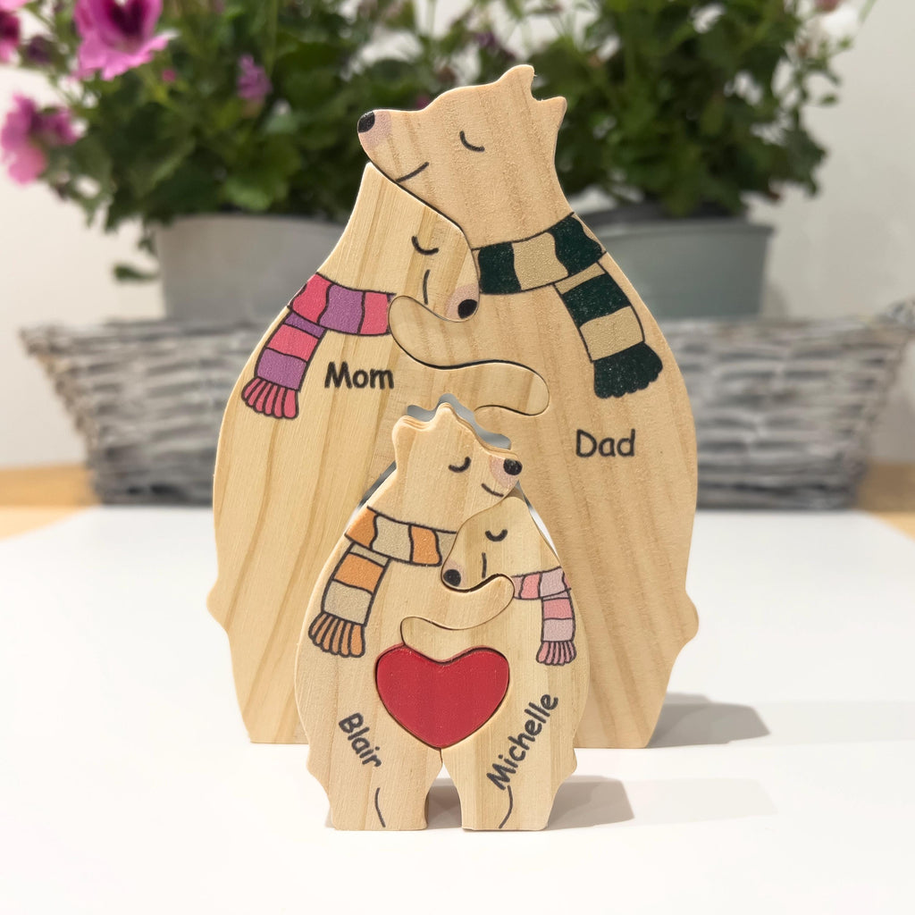 Custom Christmas Gifts, Wooden Bear Family Puzzle, Home Decor, Custom Family Gift, Baby Shower Gift, Birthday Wedding Gifts, Gifts for Mom