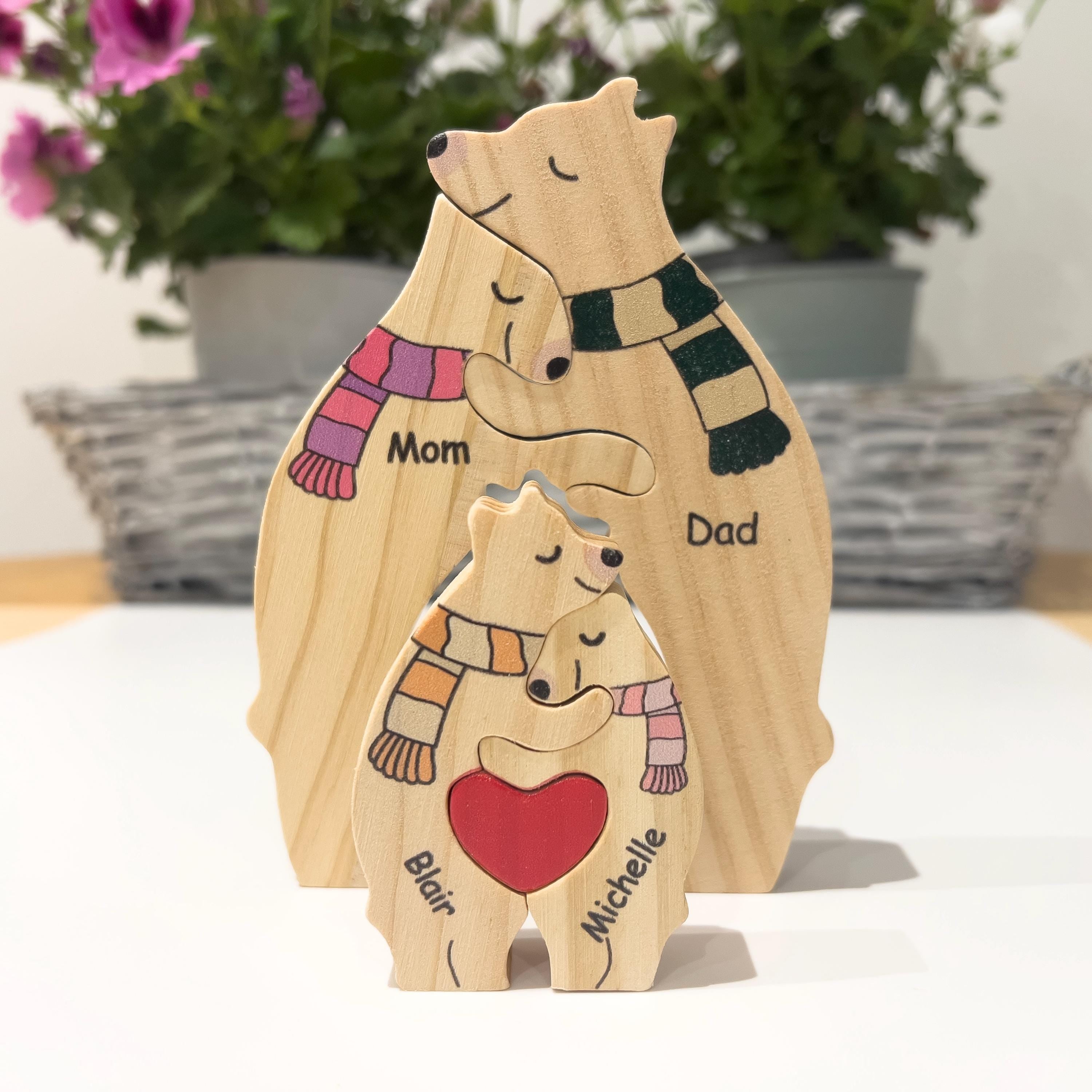 Custom Christmas Gifts, Wooden Bear Family Puzzle, Home Decor, Custom Family Gift, Baby Shower Gift, Birthday Wedding Gifts, Gifts for Mom