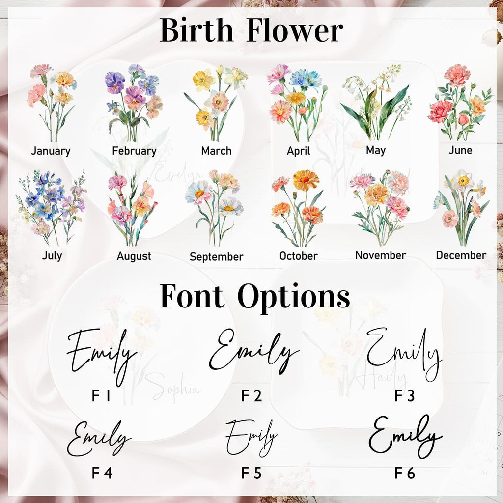 Personalised Birth Flower Trinket Dish, Custom Watercolor Flower Ring Dish, Birthday Jewelry Dish, Wedding Bridesmaid Gift, Christmas Gifts - Etsy