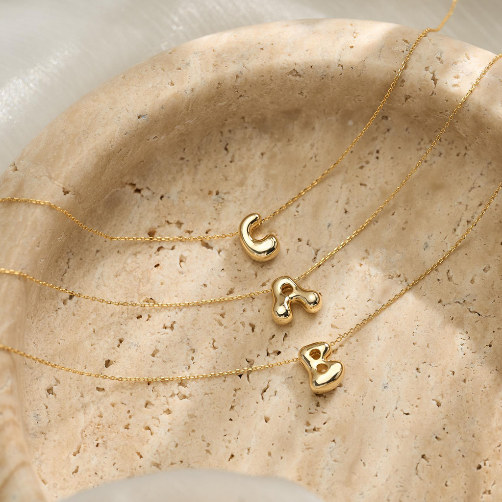 Custom Bubble Letter Necklace, Dainty 3D Letter Name Necklace, Initial Letter Necklace, Personalized Jewelry, Gift for Her, Christmas Gift