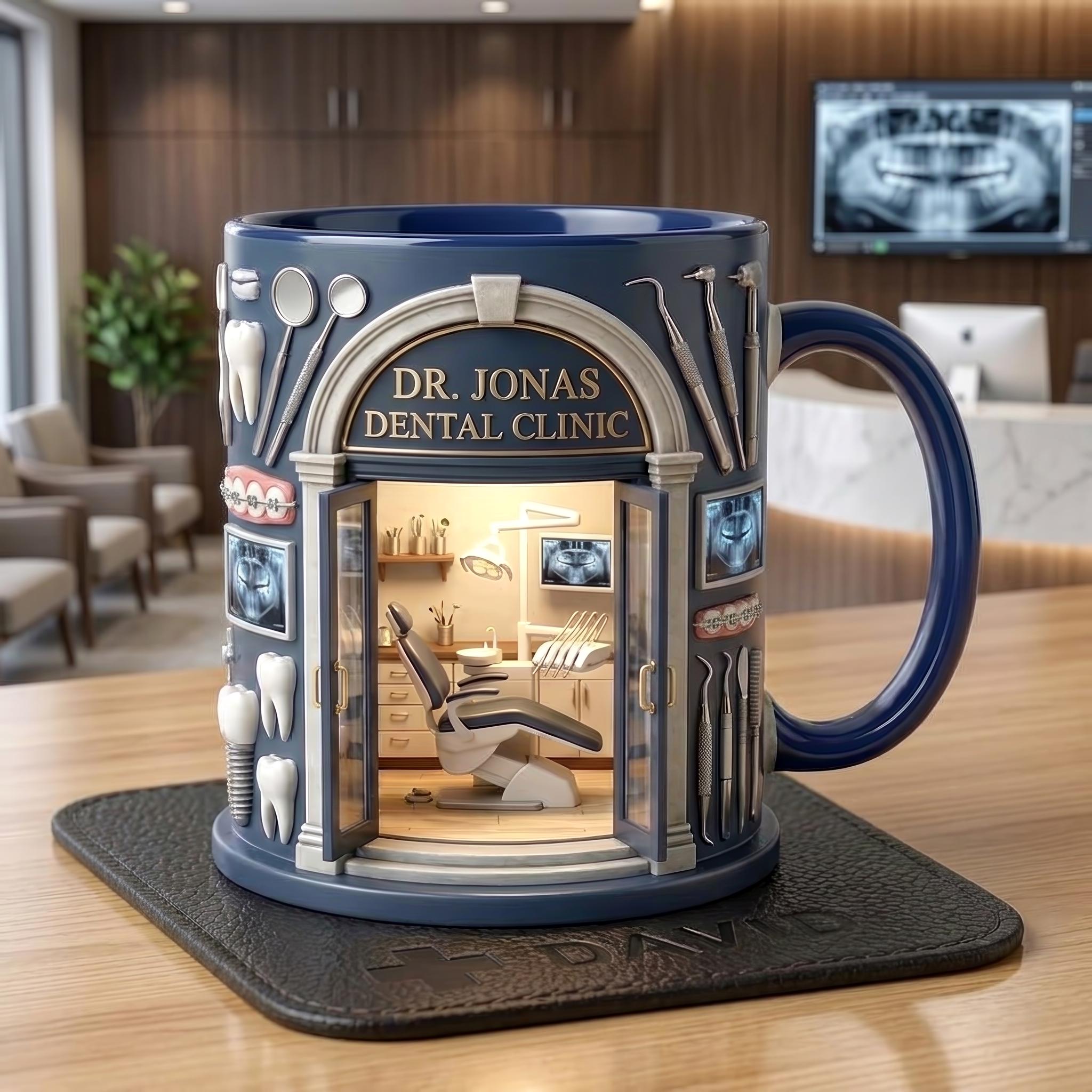 Custom Dental Mug, Personalized Dentist Coffee Cup, Dental Clinic Name Gift, Office Decor Mug, Dental Hygienist Gift
