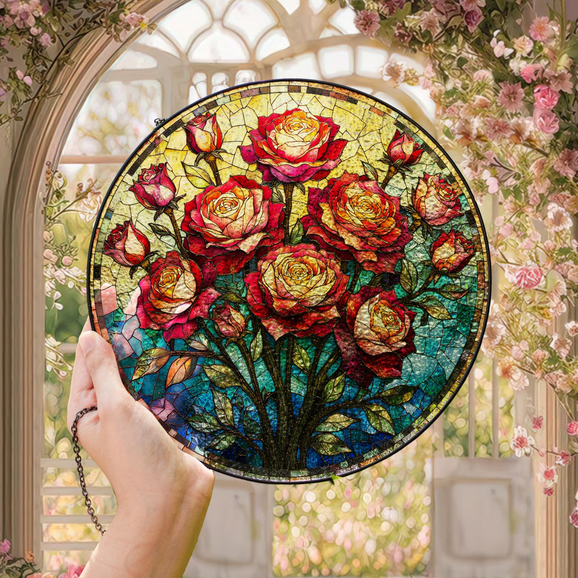 Personalized Birth Month Flower Stained Glass Suncatcher,custom Flowers Window Hanging,birthday Gift for Besties