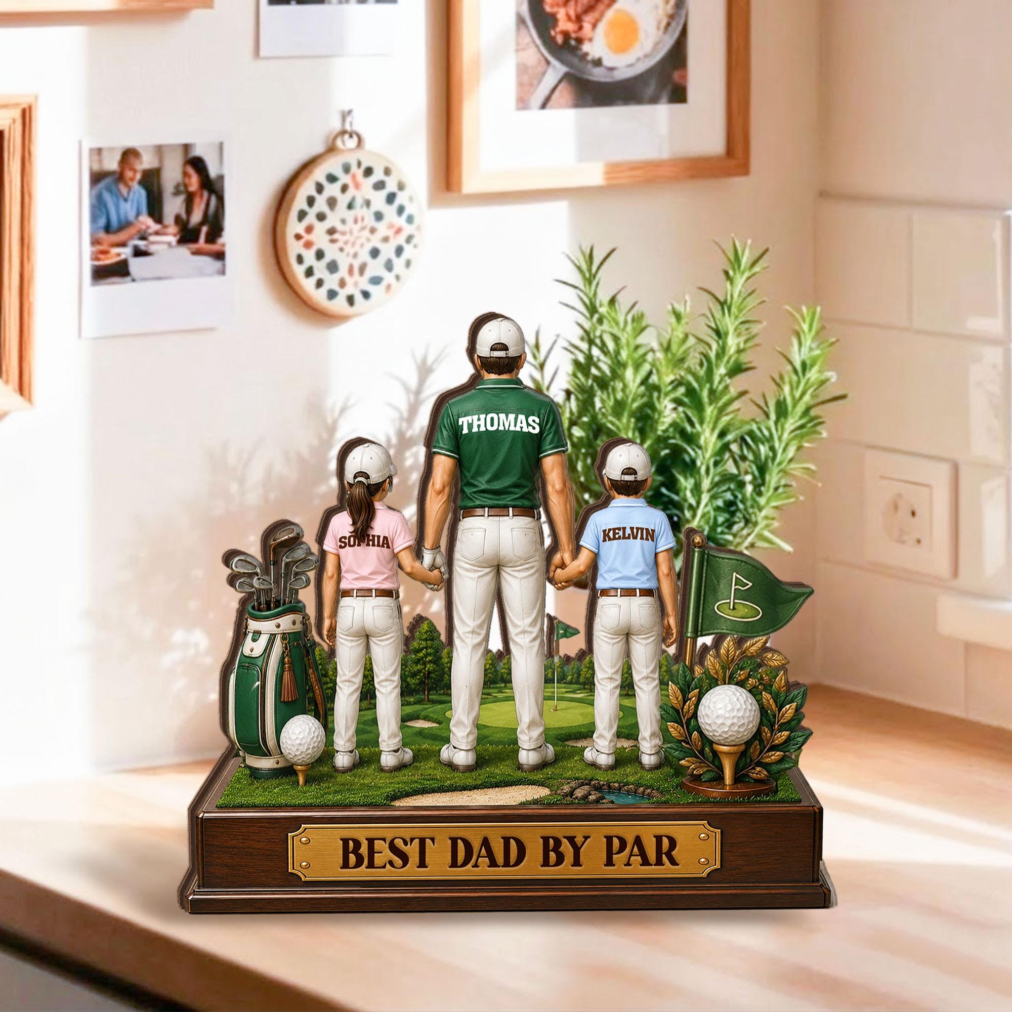 Best Dad by Par Golf Wooden Block, Personalized Name Gift for Dad, Custom Golf Lover Gift, Birthday Gift for Dad, Father’s Day Golf Gift