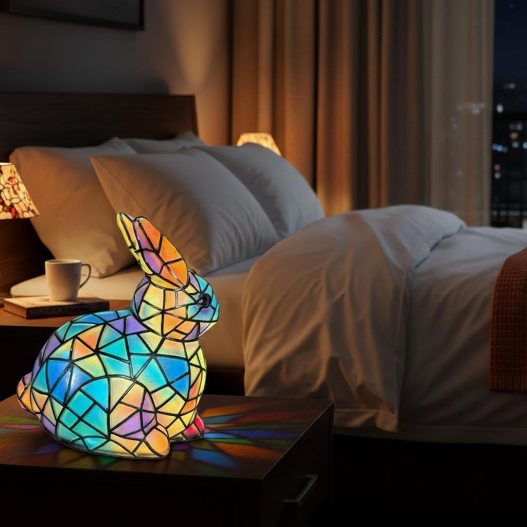 Cute Rabbit-Shaped Night Light – Mosaic Table Lamp for Children's Room, Bedroom, and Nursery Décor, Perfect Gift for Pet Lovers