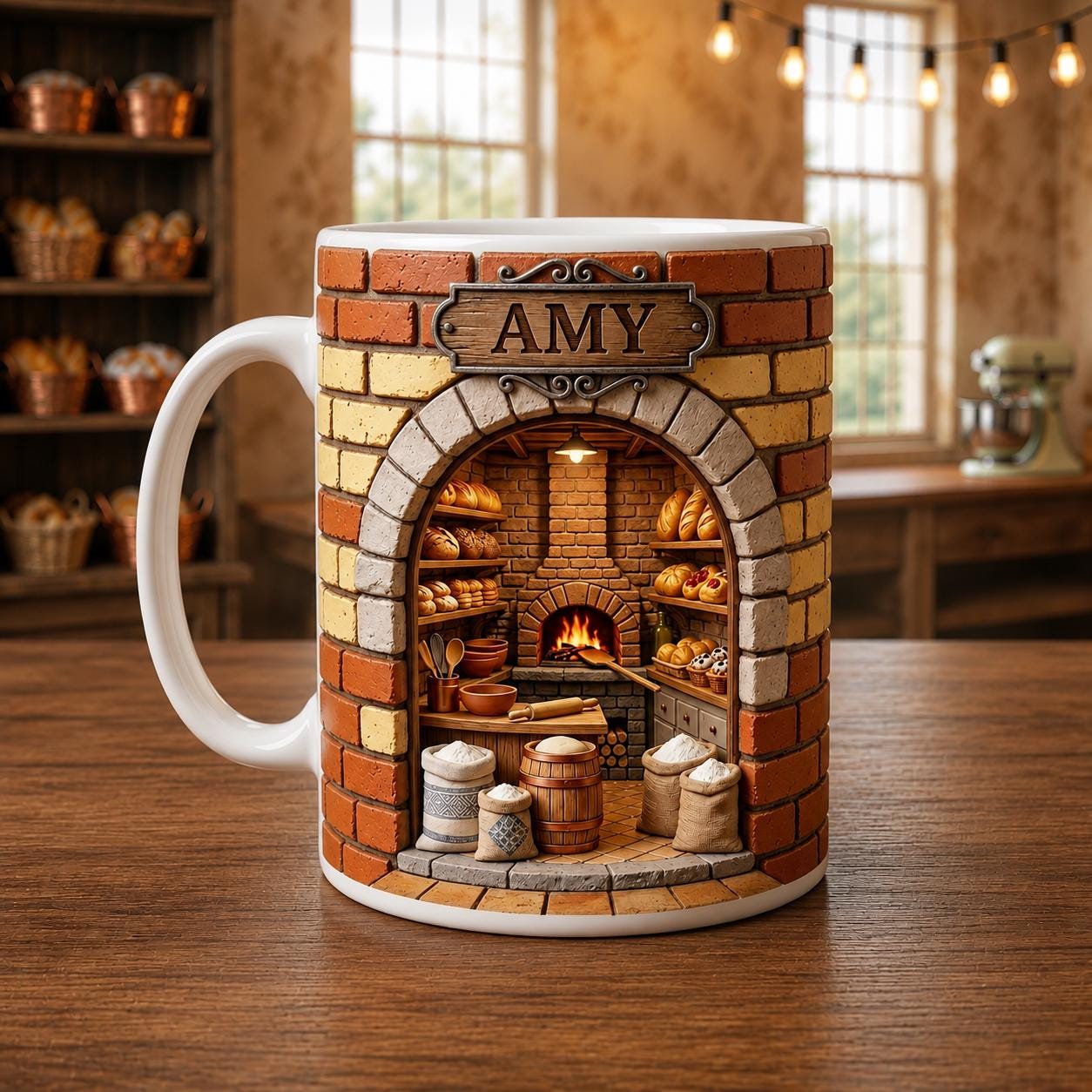 Personalized Baker Mug, Rustic Bakery Coffee Cup, Custom Baking Gift, Pastry Chef Mug, Cute Kitchen Lover Coffee Cup