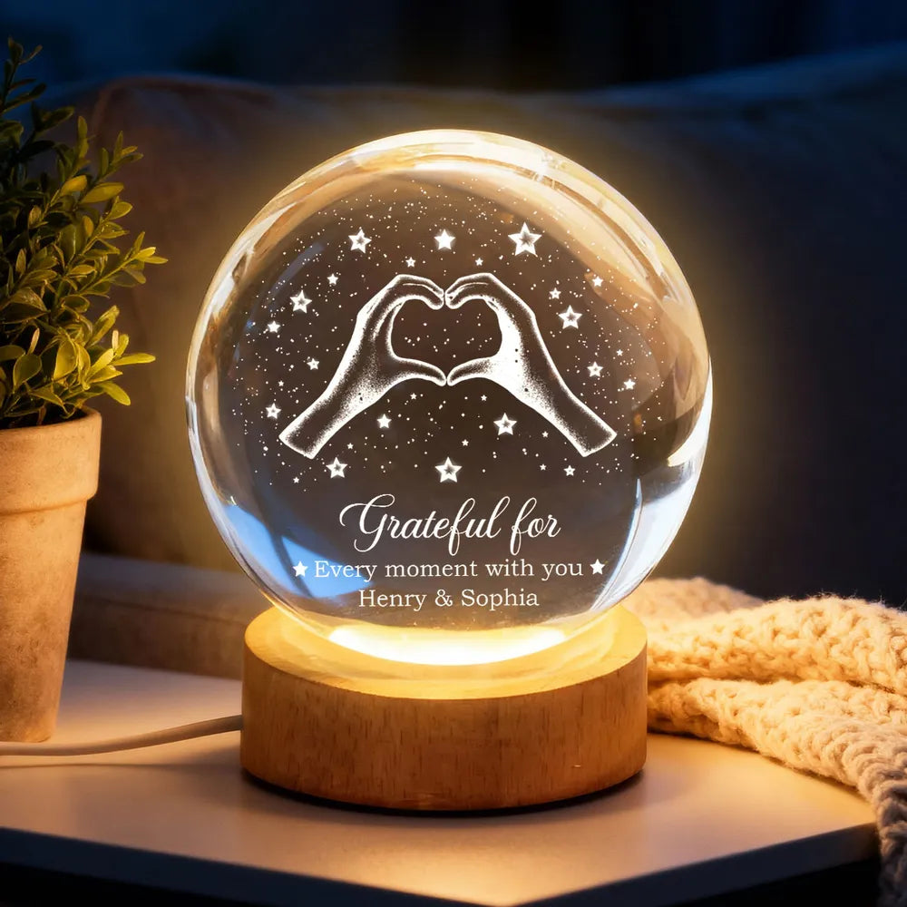 Couple You & Me We Got This - Personalized Crystal Ball LED Night Light, Night Sky Print, Valentines Day Wedding Anniversary Gift For Couple