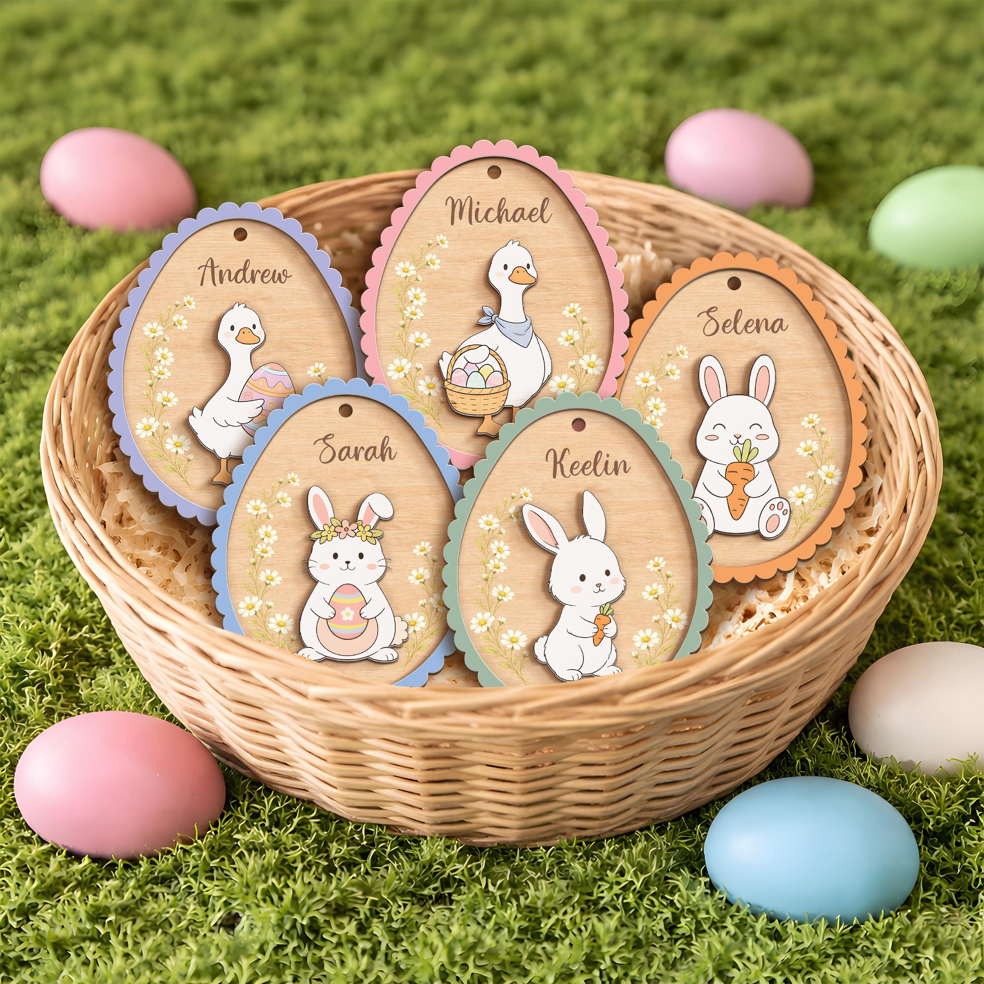 Personalized Easter Bunny Ornament – Custom Spring Name Decor, Easter Gift Tag for Kids, Easter Gift for Baby, Easter Egg, Glowforge Easter