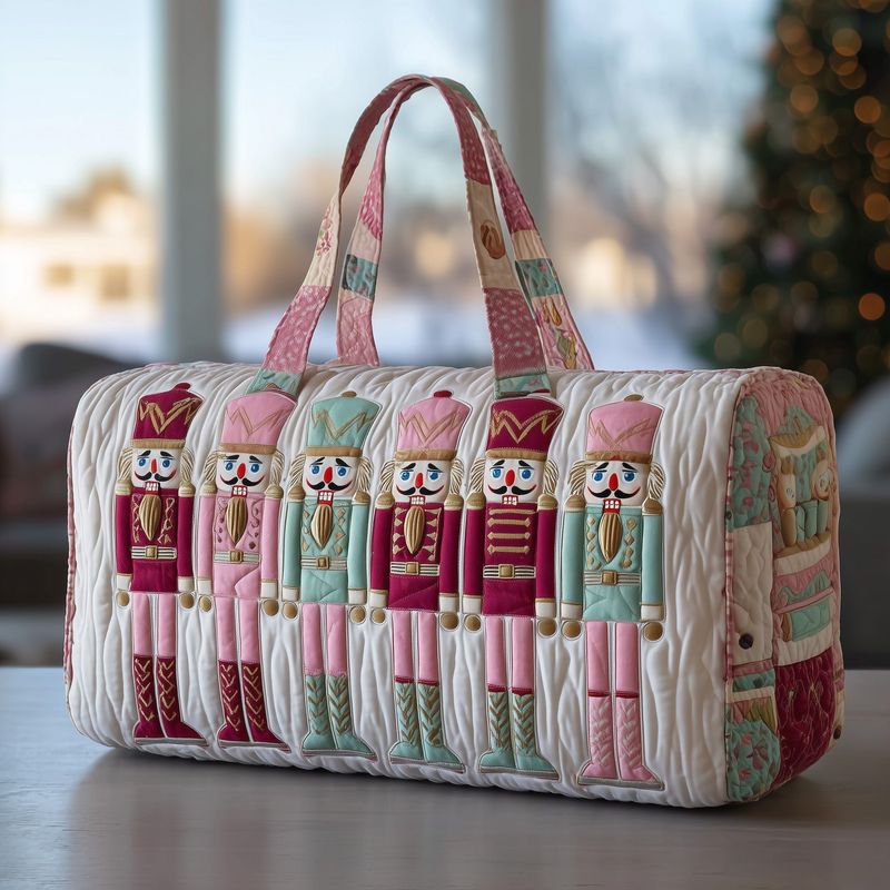 Cute Van Style Quilted Look Sports Bag, Beach Scene Flat Printed Travel Duffle Bag, Large Capacity Weekender Handbag